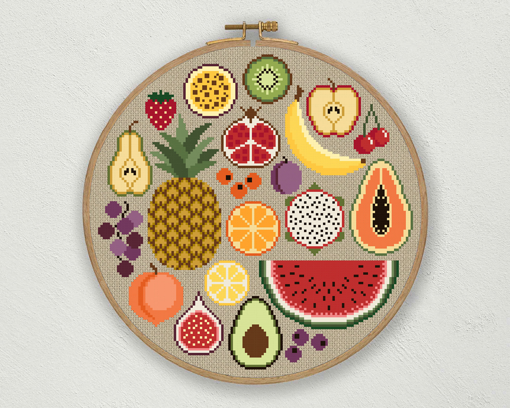 Fruits cross stitch pattern Kitchen cross stitch pdf Fruits | Etsy