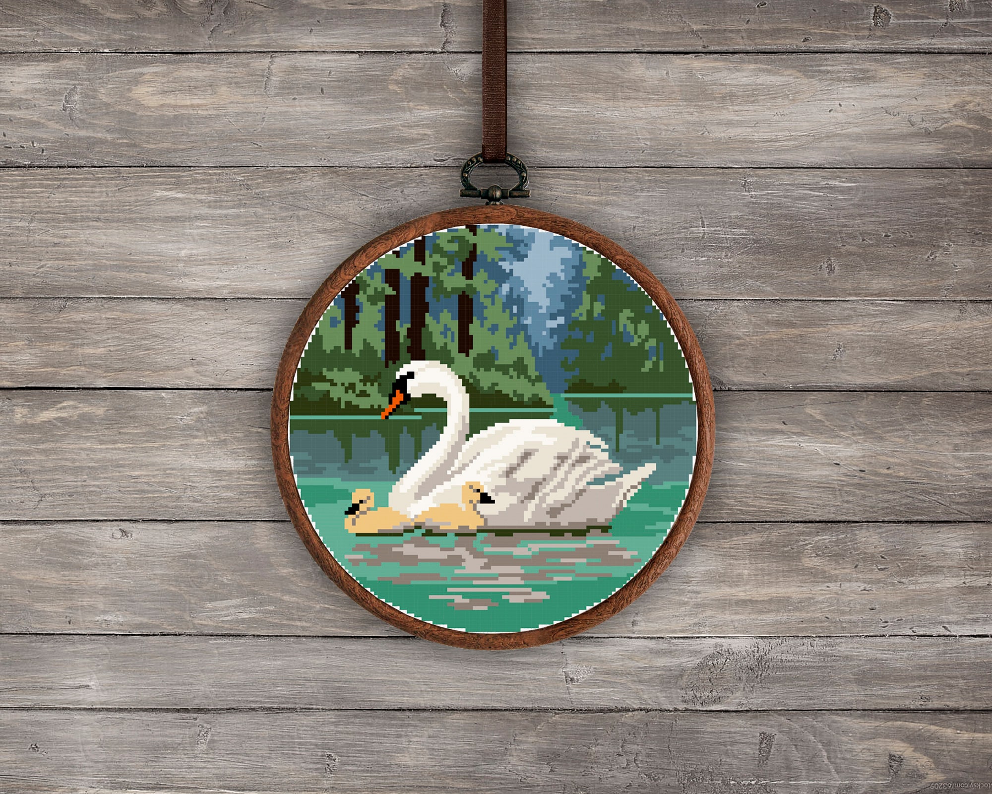 Swan Lake Cross Stitch Pattern: Vintage Bird Embroidery (PDF