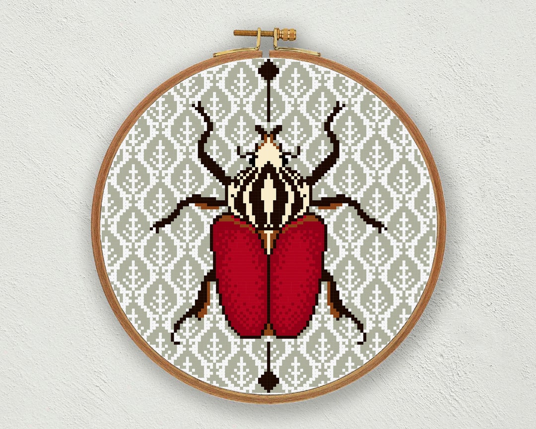 Goliath Beetle Cross Stitch Pattern, Insect Cross Stitch Pdf