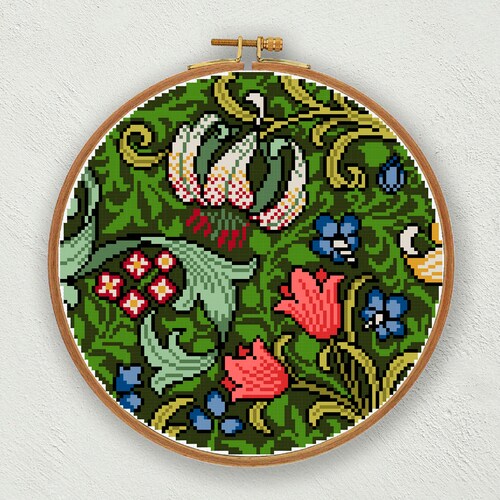 Golden Lily Cross Stitch Pattern William Morris Wallpaper - Etsy Golden Lily Cross Stitch Pattern William Morris Wallpaper - Etsy