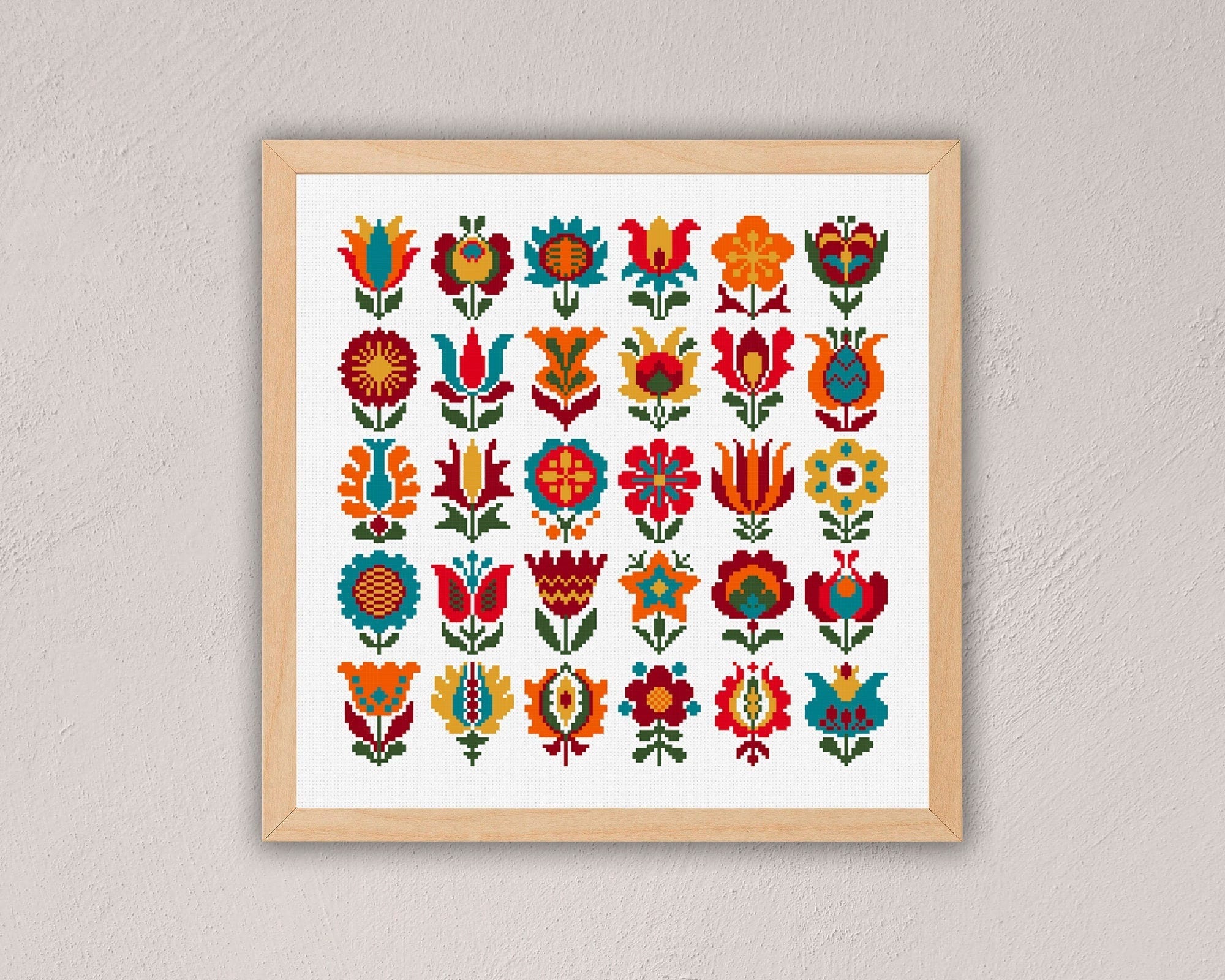 Red Border Floral Embroidery Kit - Hungarian Store