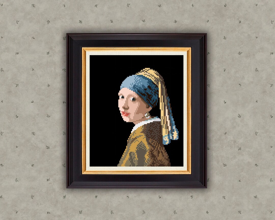 The Girl With a Pearl Earring Cross Stitch Pattern Vermeer Etsy