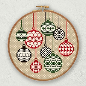 Christmas cross stitch pattern, Christmas balls cross stitch sampler, Christmas ornament cross stitch, Christmas home decor embroidery chart