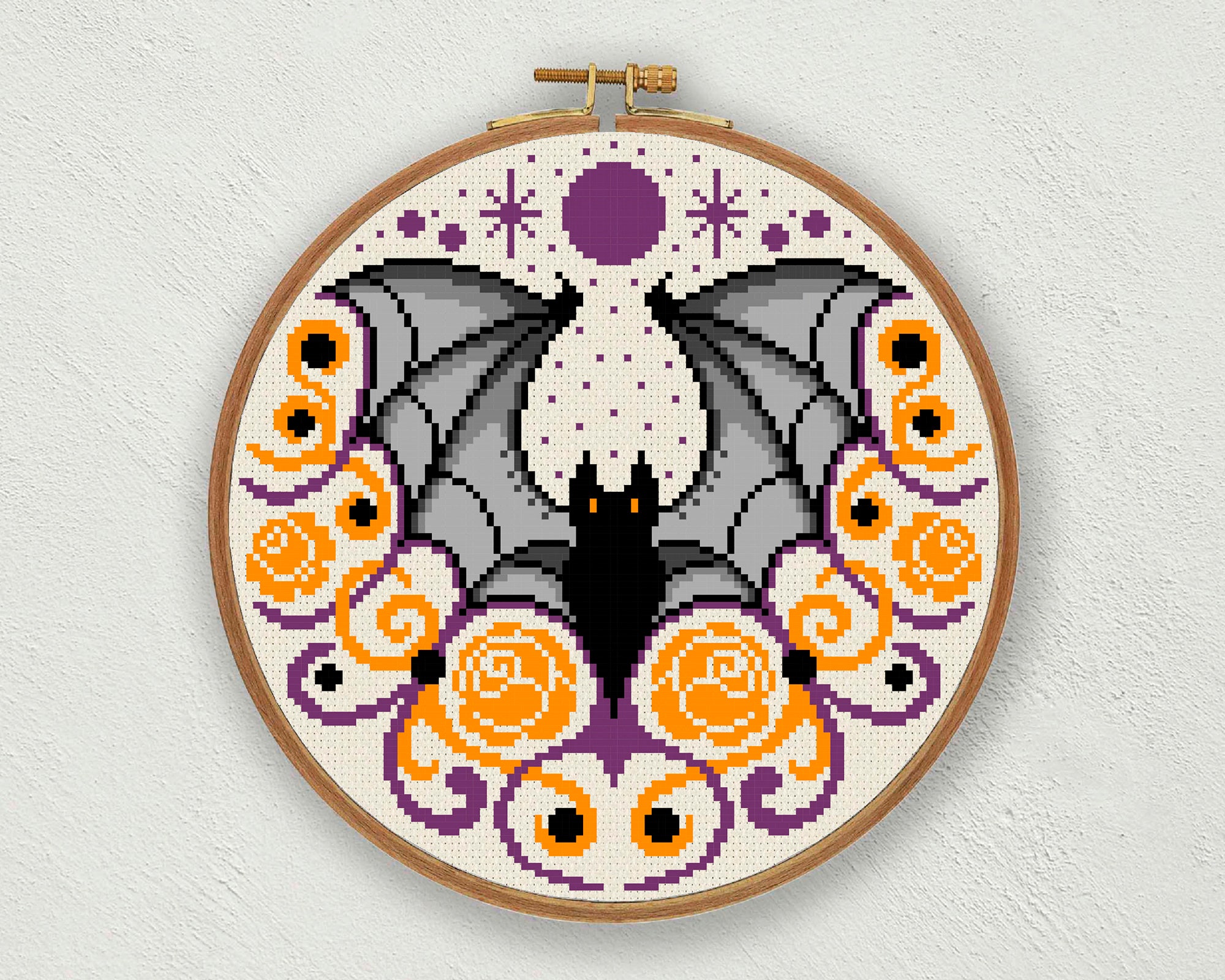 Halloween Bat Cross Stitch Pattern Gothic Cross Stitch Etsy