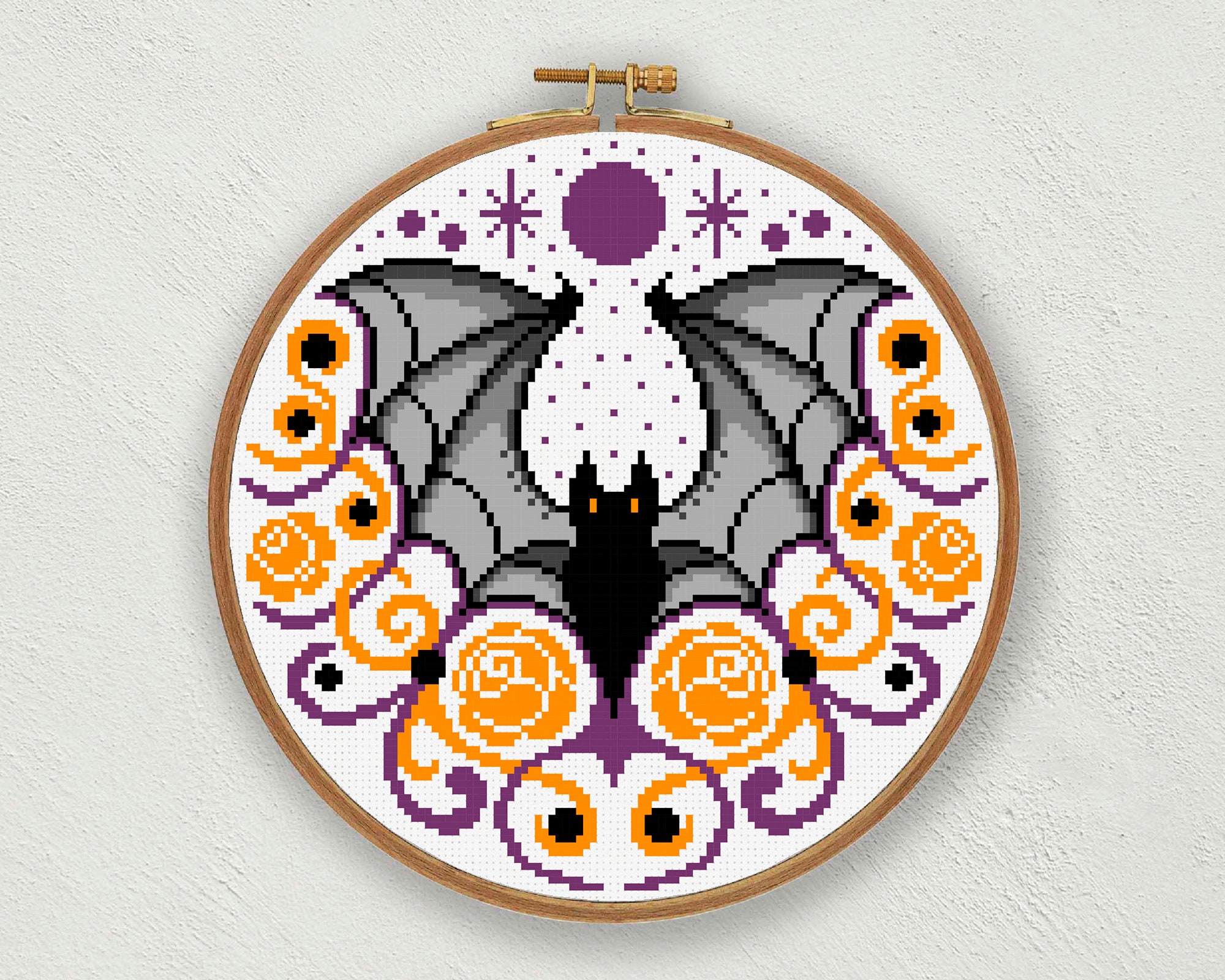 Halloween Bat Cross Stitch Pattern Gothic Cross Stitch Etsy