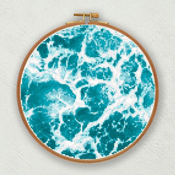 Sea foam cross stitch pattern, Sea cross stitch, Ocean cross stitch, Beach embroidery pattern, Modern embroidery, Nature cross stitch chart