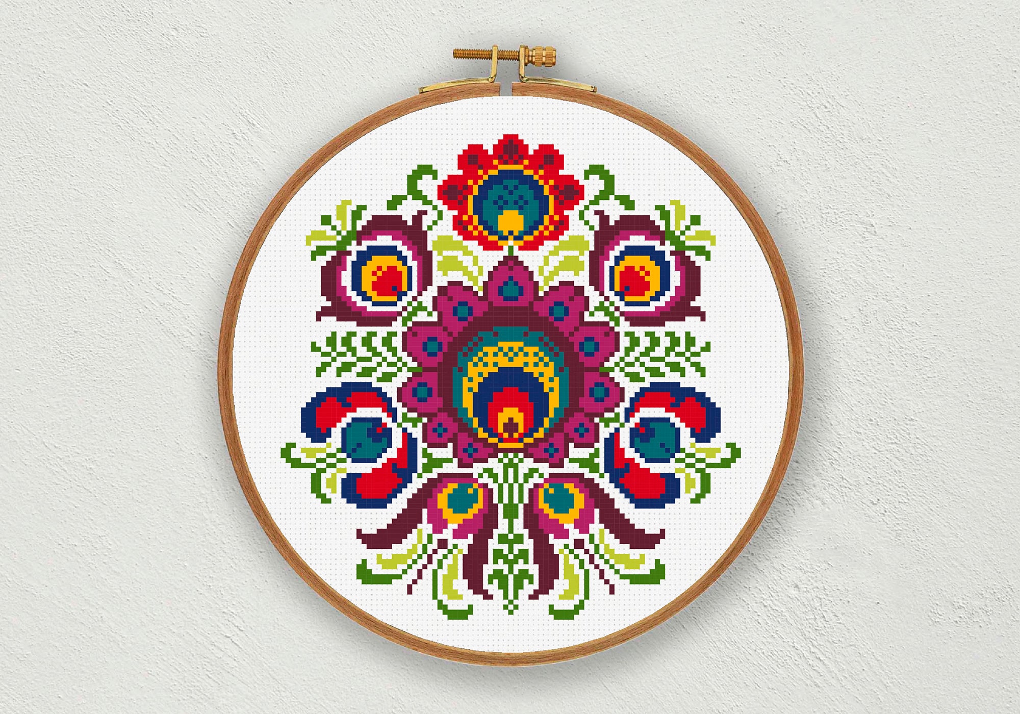 Floral Folk Art in Cross Stitch: free chart! - Hobbies and Crafts