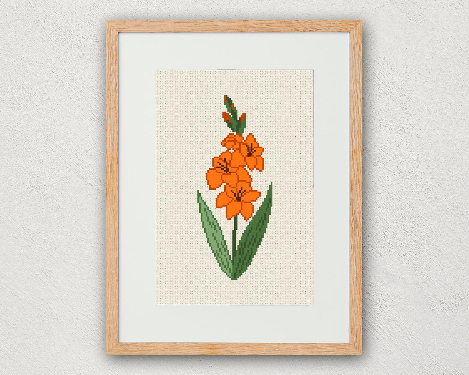 Gladiolus cross stitch pattern August birth flower cross