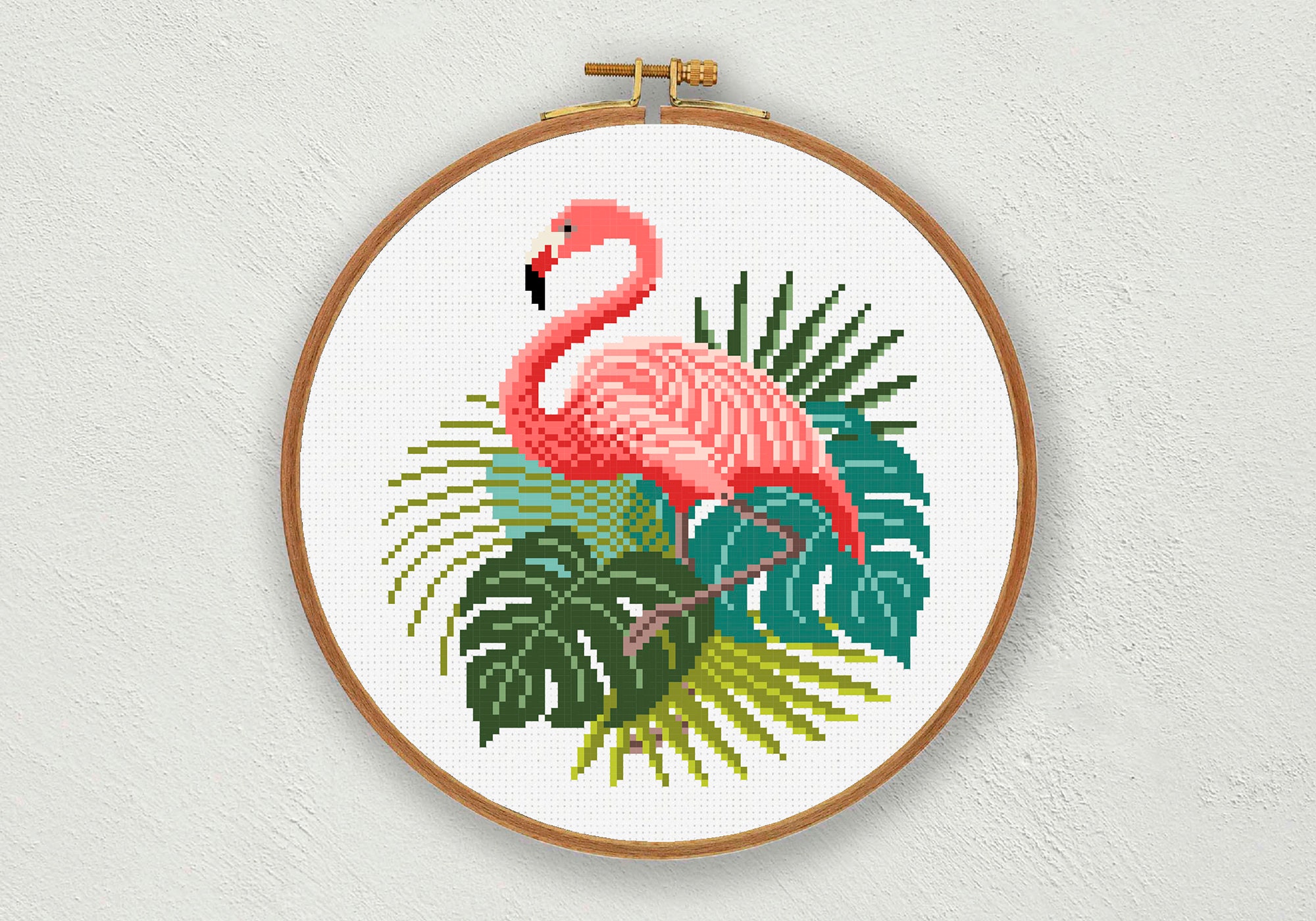 Pink Flamingo Trio Bird Counted Cross Stitch Pattern DIGITAL Download  Beginner