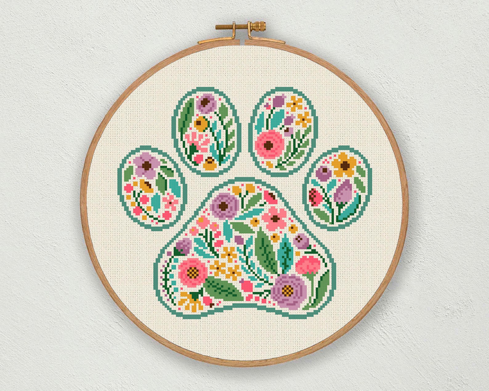 Floral Paw Print from SamXstitch