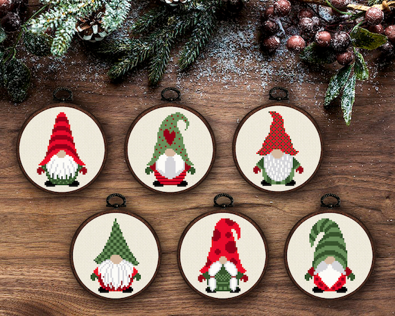 Christmas Gnomes Cross Stitch, Christmas Ornaments Embroidery, Funny  Christmas Cross Stitch, Counted Cross Stitch Chart, Modern Cross Stitch 