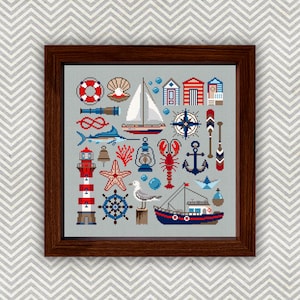 Nautical Cross Stitch Pattern, Ocean Cross Stitch Pdf Download, Coastal ...