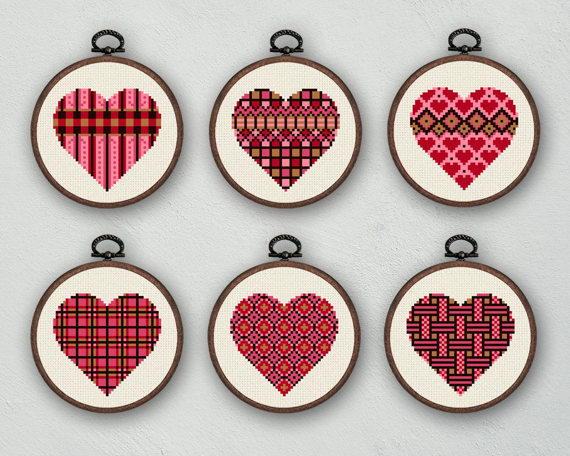 Set of Valentine's Day Cross Stitch Patterns Love Cross Etsy