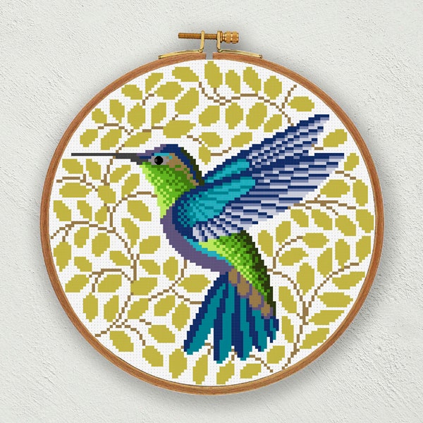 Hummingbird cross stitch pattern, Bird cross stitch, Hummingbird embroidery, Animal cross stitch, Nature counted cross stitch pdf download