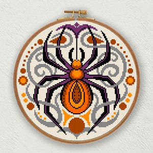 Halloween spider cross stitch pattern, Gothic cross stitch, Halloween cross stitch, Fall cross stitch, Halloween home decor Embroidery chart