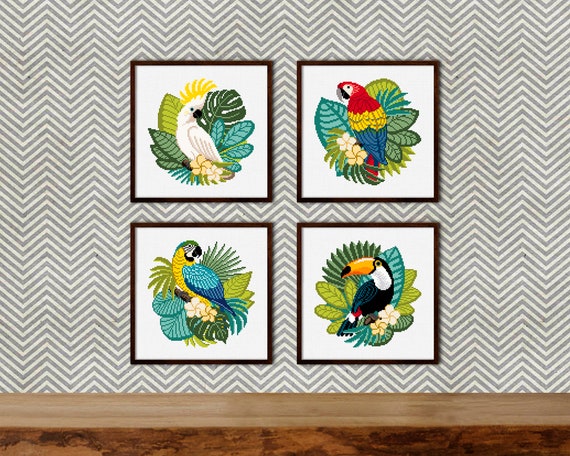 Modèle Sans Couture D'aquarelle Des Feuilles Et Des Oiseaux Tropicaux Illustration Stock