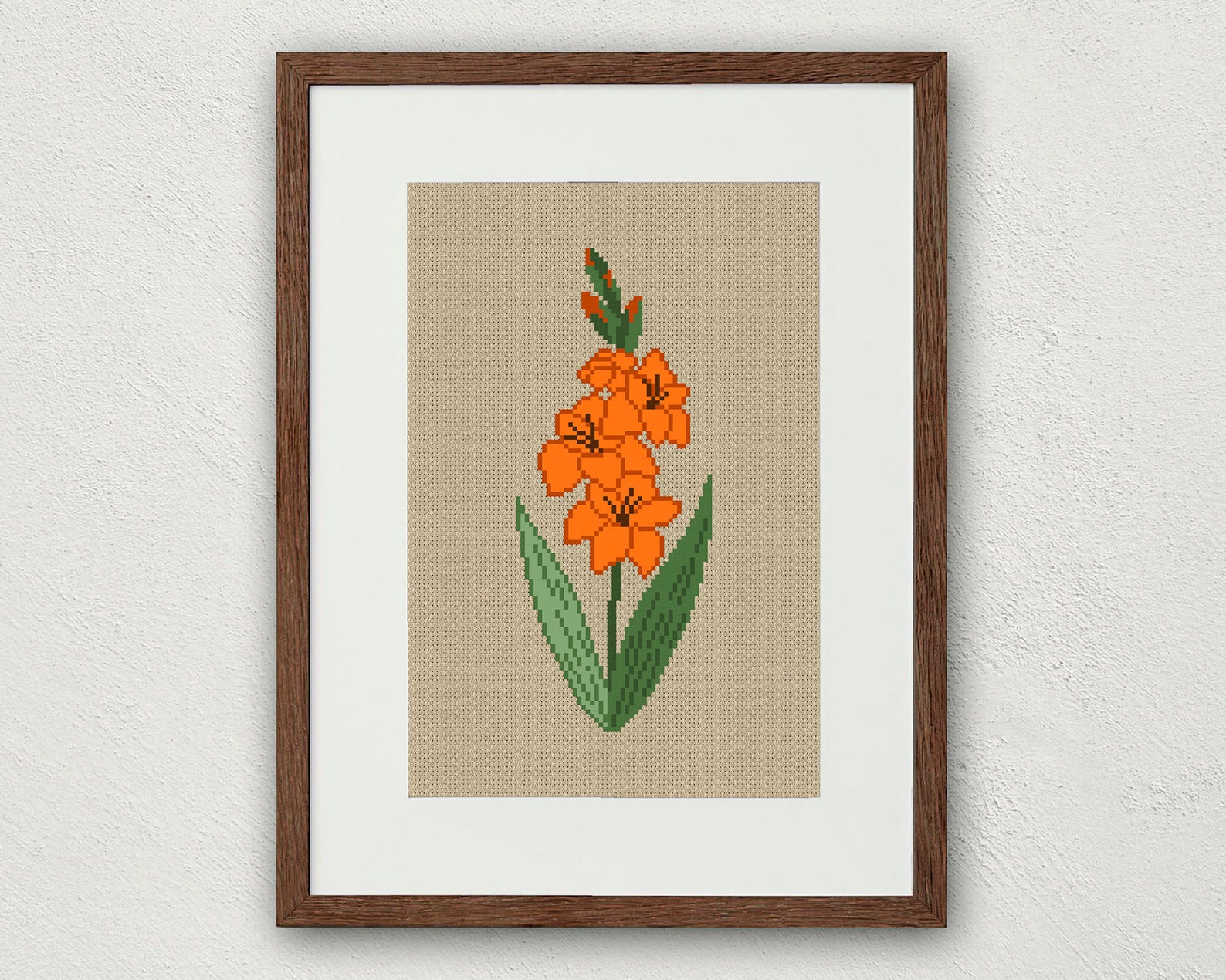 Gladiolus cross stitch pattern August birth flower cross