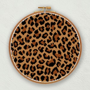 Leopard print cross stitch pattern, Leopard cross stitch, Animal print embroidery pattern, Safari cross stitch, PDF digital download chart