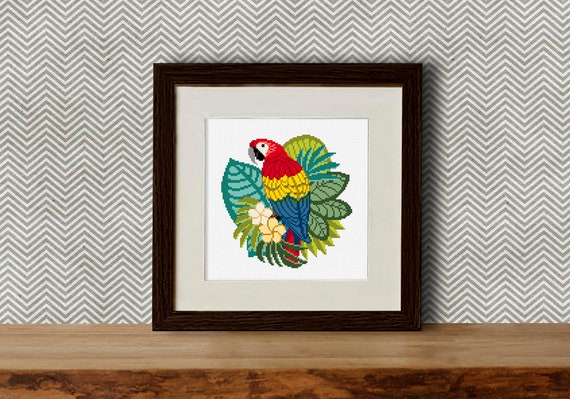 Macaw Parrot Tropical Hand Embroidery Design – StitchDoodles