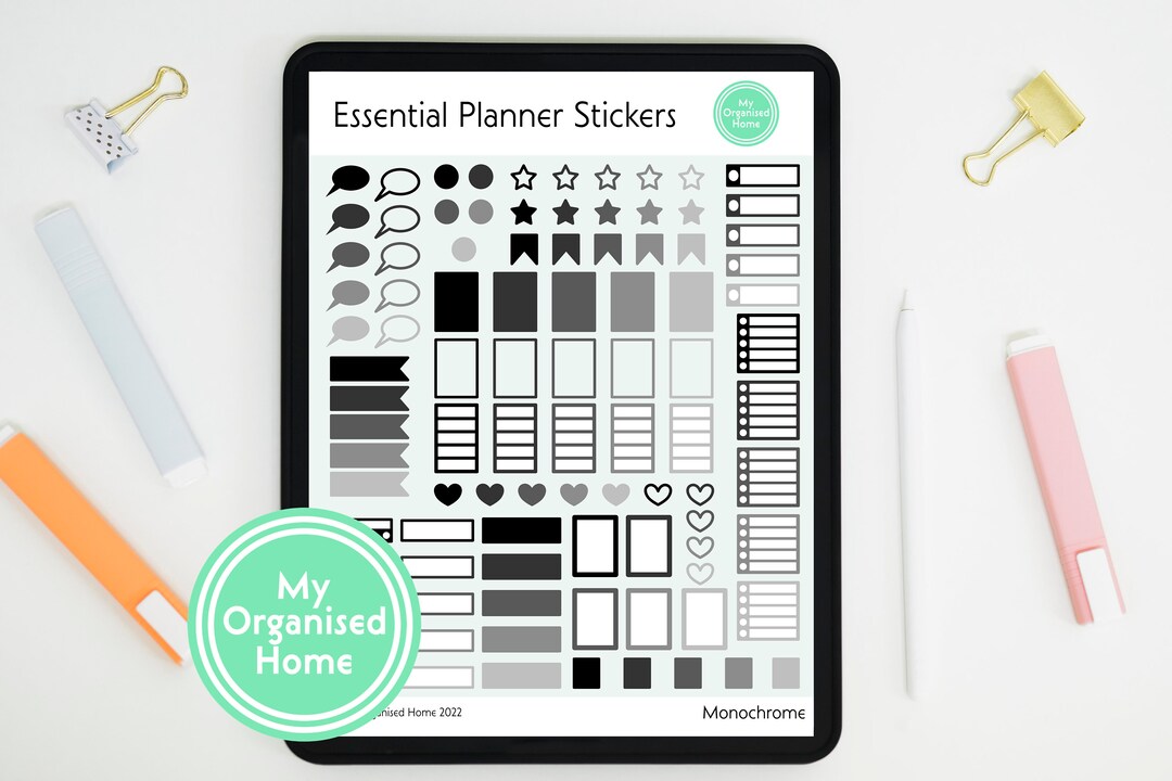 Essentials Digital Planner Stickers PNG & Goodnotes Elements File ...