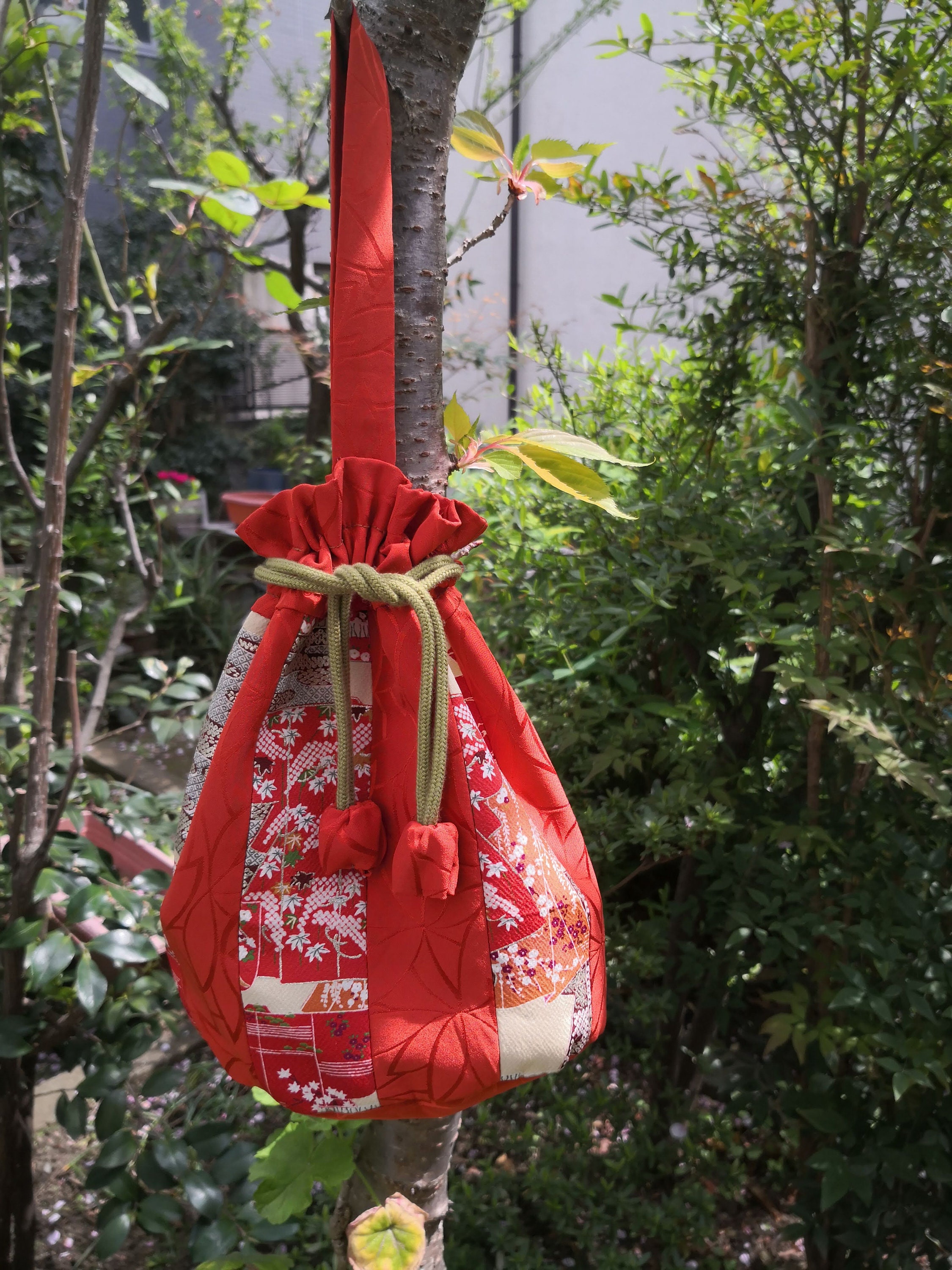 Japanese Handmade Drawstring Bag By Vintage KimonoHand Bag Etsy