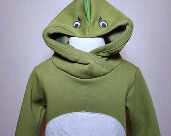 Dino Hoodie in Gr. 92 mit Kapuze, aus warmem Wintersweat, mit Zacken, Karneval, Fasching