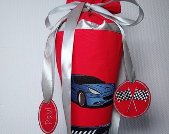 School bag sugar bag with racing car, customizable, available at short notice!