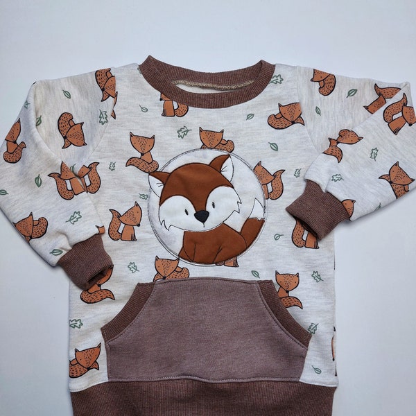 Pulli Hoodie in Gr. 104 aus kuscheligem Sweat, mit Fuchs Stickerei