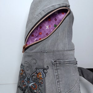 Crossbody Bag Backpack Handbag made of denim with embroidery image 9