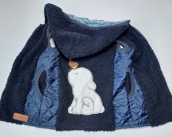 Teddy vest in size 110, Teddy fleece with polar bear embroidery in blue