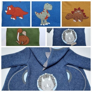 Wollwalk Jacke DINO Gr. 74-116 komplett gefüttert in jeansblau Bild 1