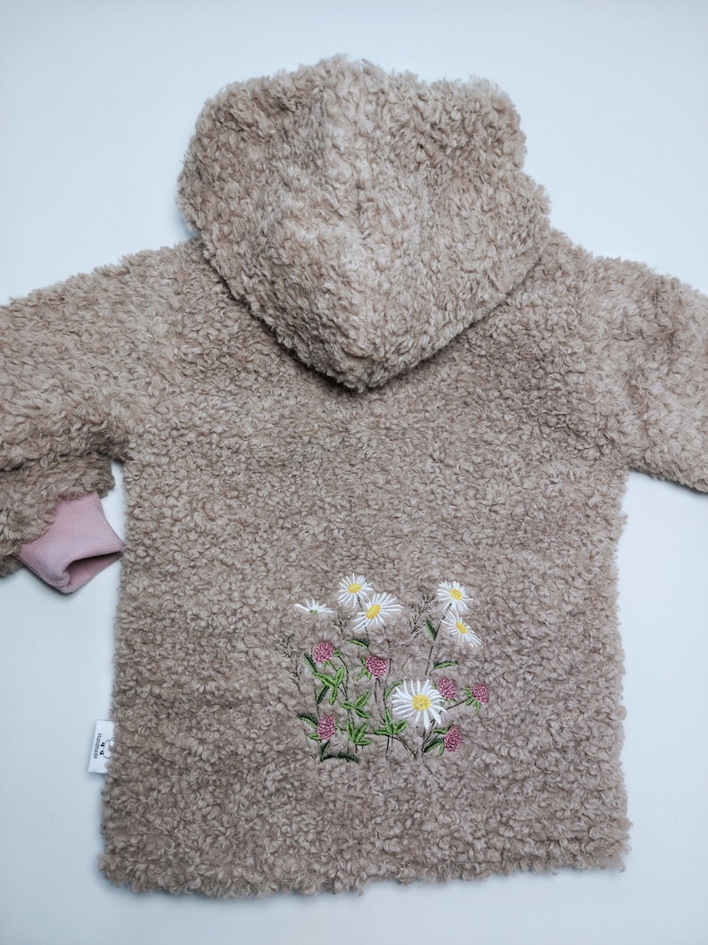 Teddy Plüschjacke in Gr. 98 mit Sommerblumen, komplett gefüttert Bild 3