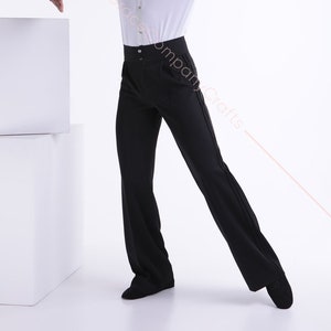 Pantaloni Da Ballo Uomo YiZYiF - Latino Salsa Tango, Vita Alta In Satin Nero - Foto 13