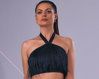 Top sexy para baile de salón. Blusa abierta para bailar.