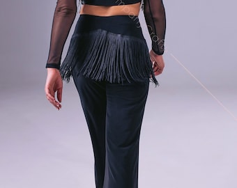 High Rise Fringed Pants