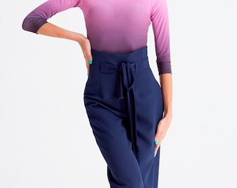 Dance trousers for women, dress pants, trousers with belt, high waist trousers