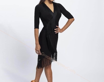 Wrap dress with fringes