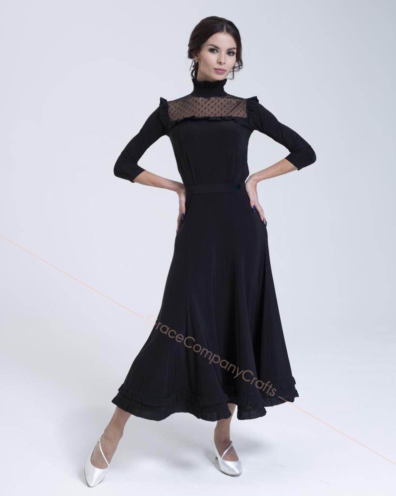Long dress with sheer yoke image 2