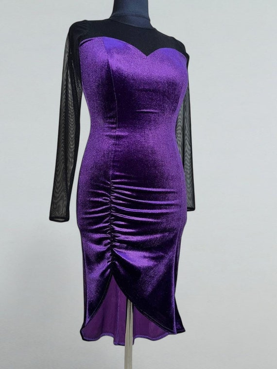 open lace back dress Megan Slinky and Mesh Maxi Dress / Purple | Meshki