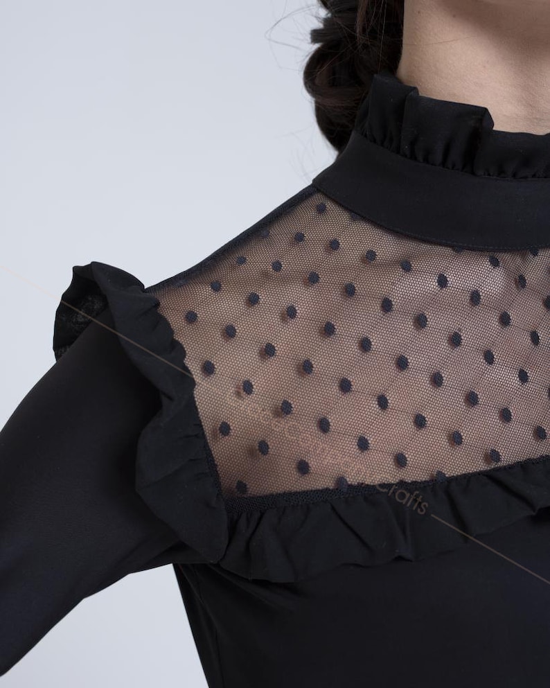 Long dress with sheer yoke image 4