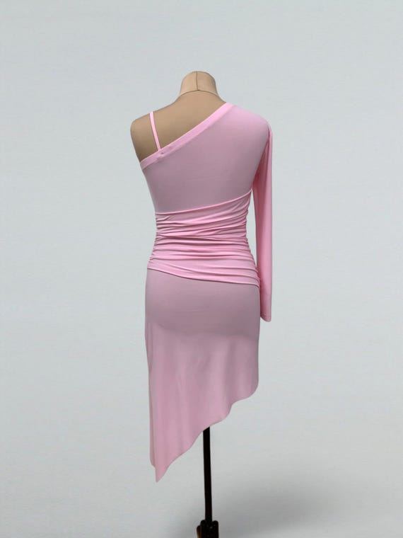 Light Pink Asymmetric Latin Dance Dress Light Pink Asymmetric Latin Dance Dress