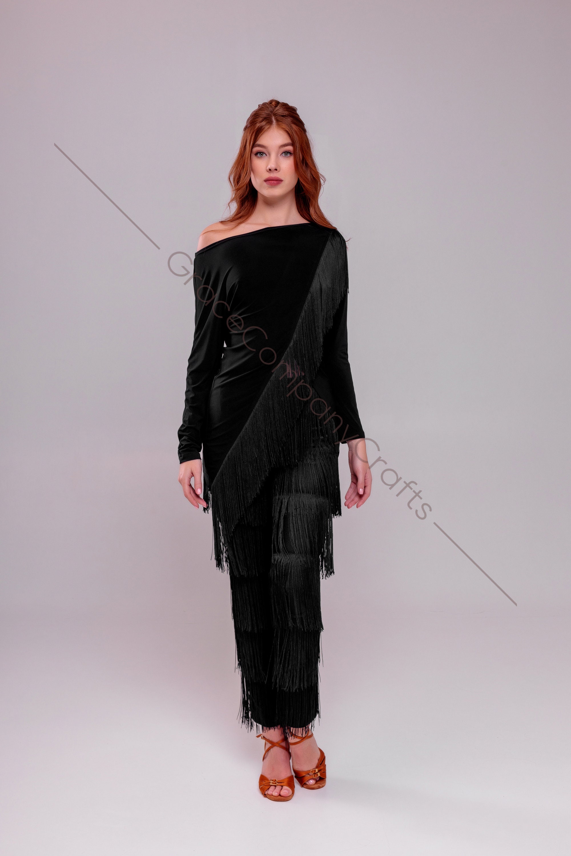 Pantaloni Danza Latina Donna - Gamba Larga Con Drappeggio Per Ballo Moderno E Yoga