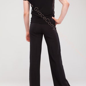 Men&#39;s dance trousers with velor stripes. Ballroom dance trousers without pockets.