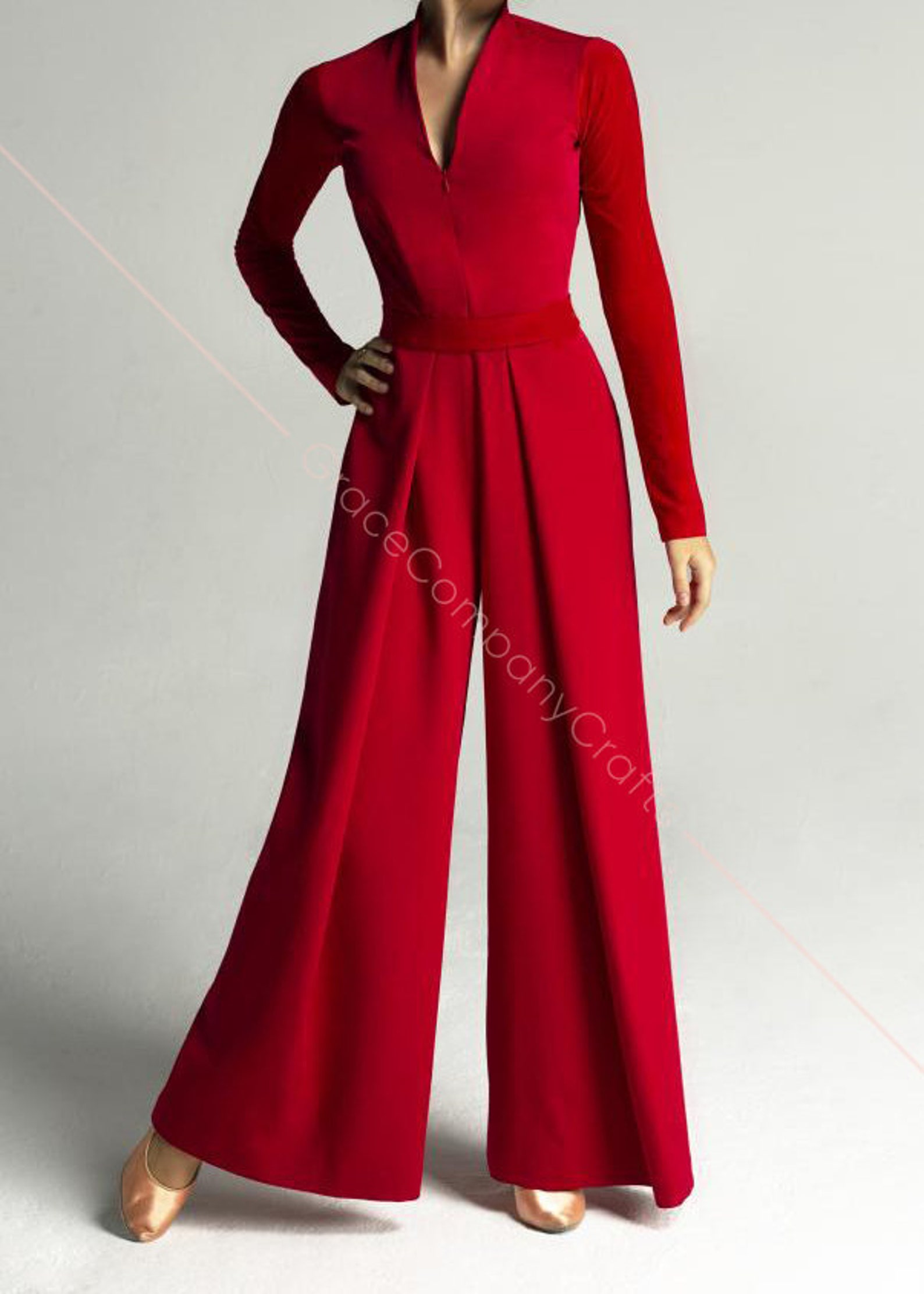 Red Jumpsuit for Ballroom Dancing Etsy