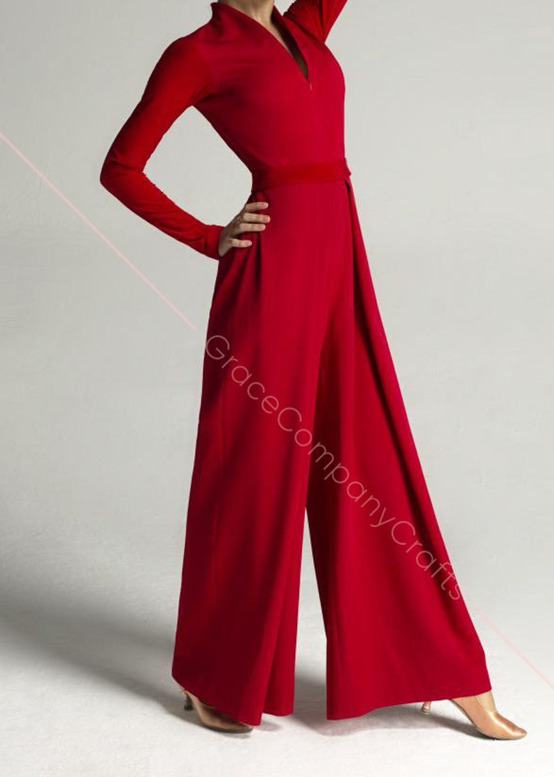 Red jumpsuit for ballroom dancing Etsy