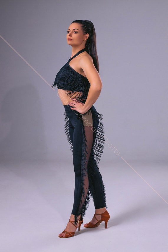 Women's leggings with fringe stripes