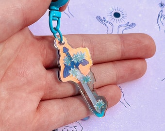 Fantasy sword rainbow acrylic keychain