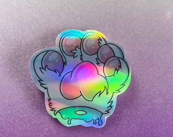 Paw holographic furry sticker