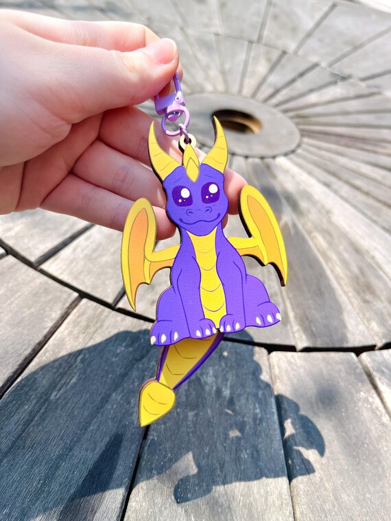 Spyro the Dragon Wooden Tail Wagging Keychain UK