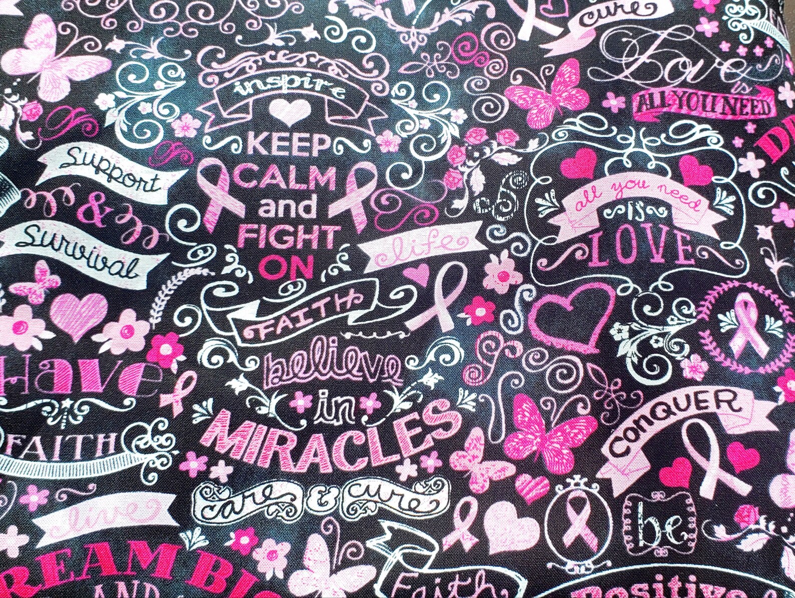 Breast Cancer Fabric 100 Cotton 1/2 Yard Etsy
